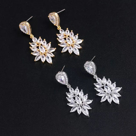 Wedding earrings for brides bridal earrings Zirconia drop wedding earrings silver earrings sets small drop earrings