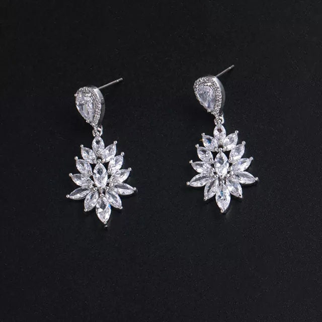 Wedding earrings for brides bridal earrings Zirconia drop wedding earrings silver earrings sets small drop earrings