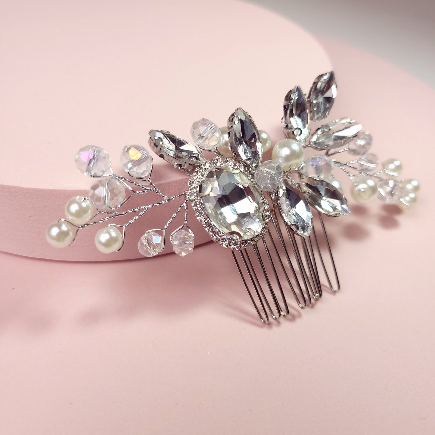 bridal hair comb silver crystal hair comb wedding comb pearl hairpiece wedding hair accessories