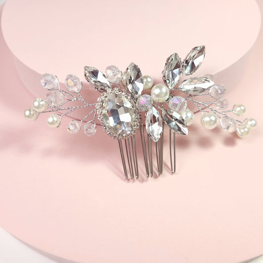 bridal hair comb silver crystal hair comb wedding comb pearl hairpiece wedding hair accessories