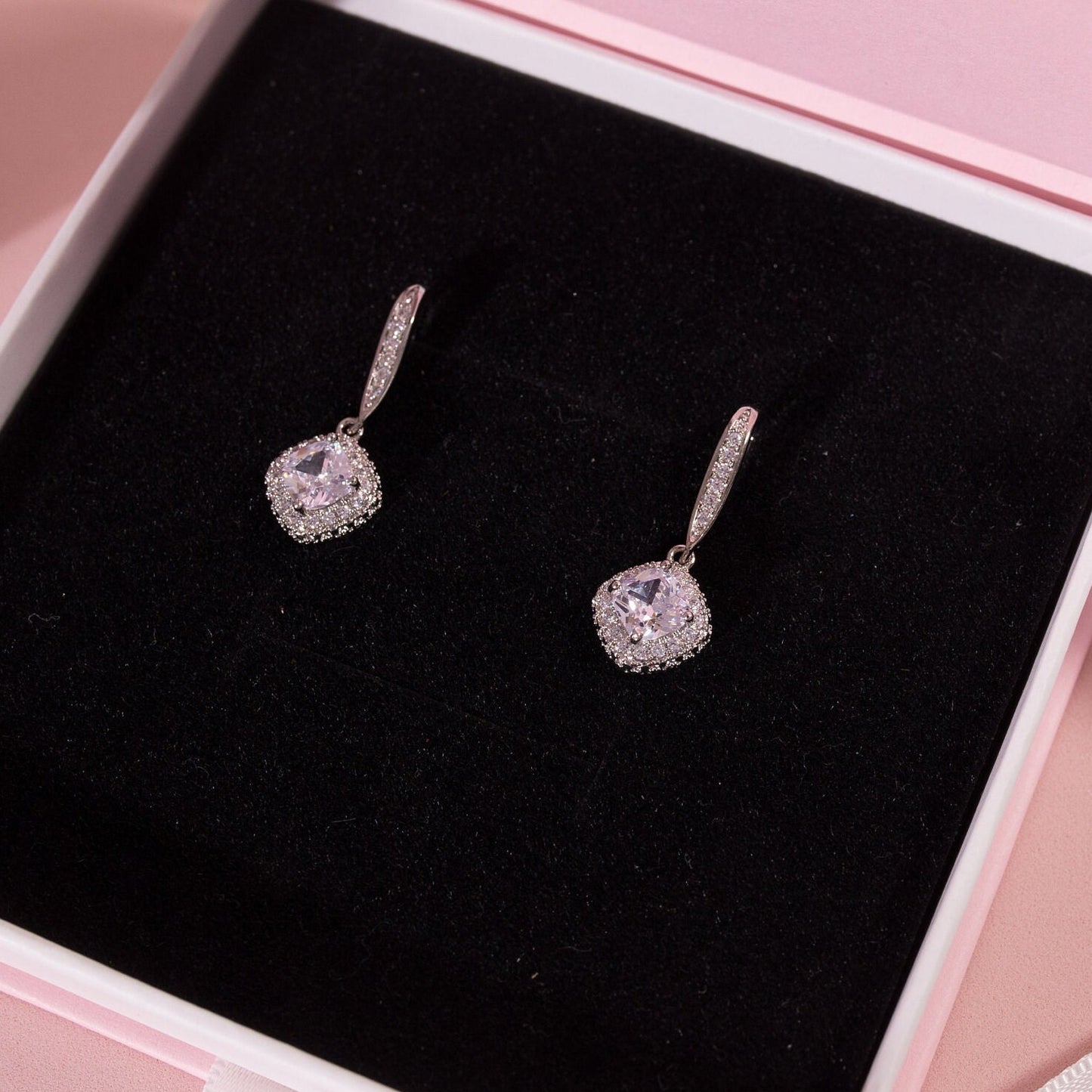 Bridemaids gift box Bridal earrings silver simple Bridal party Earrings bridesmaids earrings gift Bridesmaid Proposal gift box silver