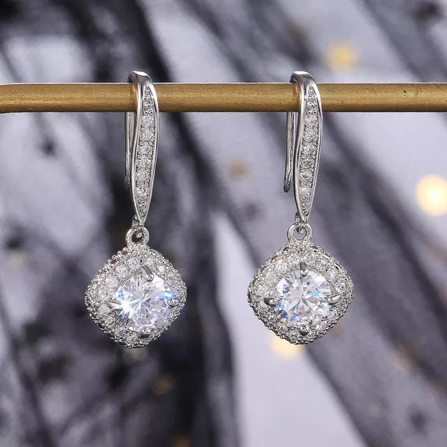 Bridemaids gift box Bridal earrings silver simple Bridal party Earrings bridesmaids earrings gift Bridesmaid Proposal gift box silver