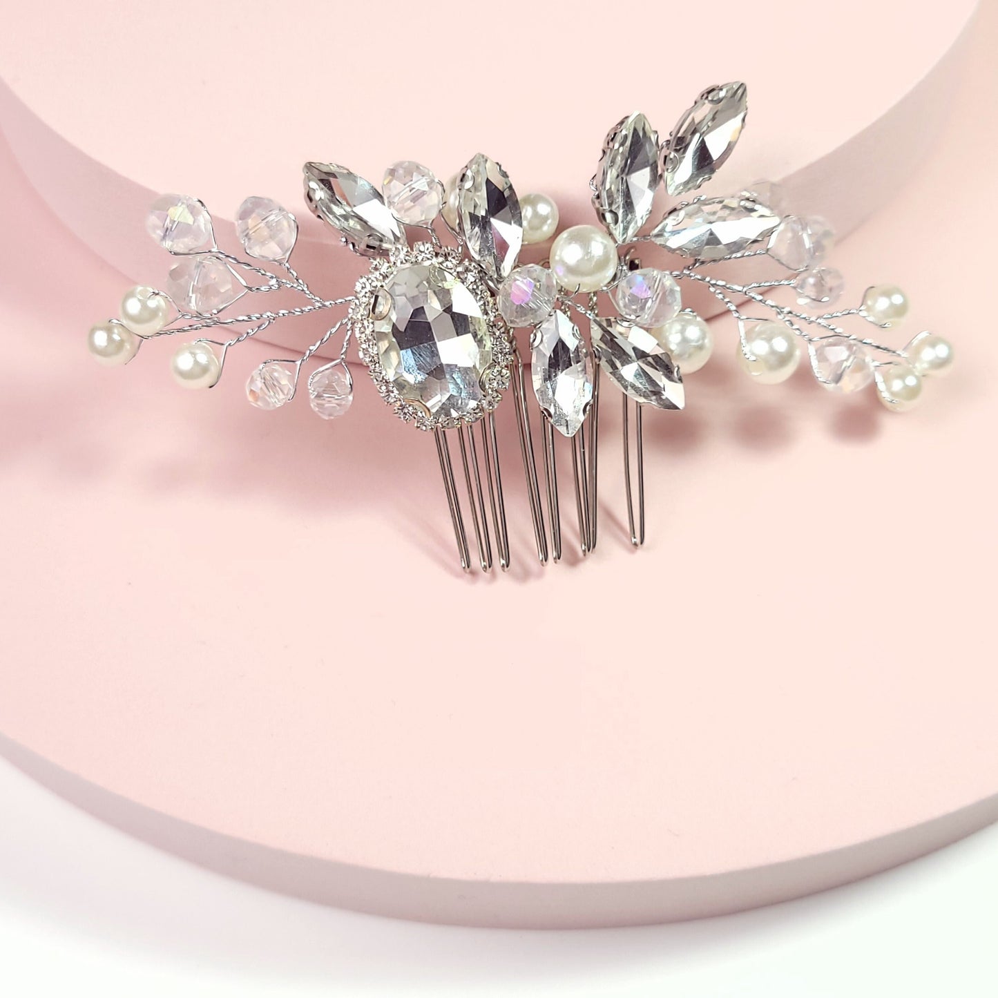 bridal hair comb silver crystal hair comb wedding comb pearl hairpiece wedding hair accessories