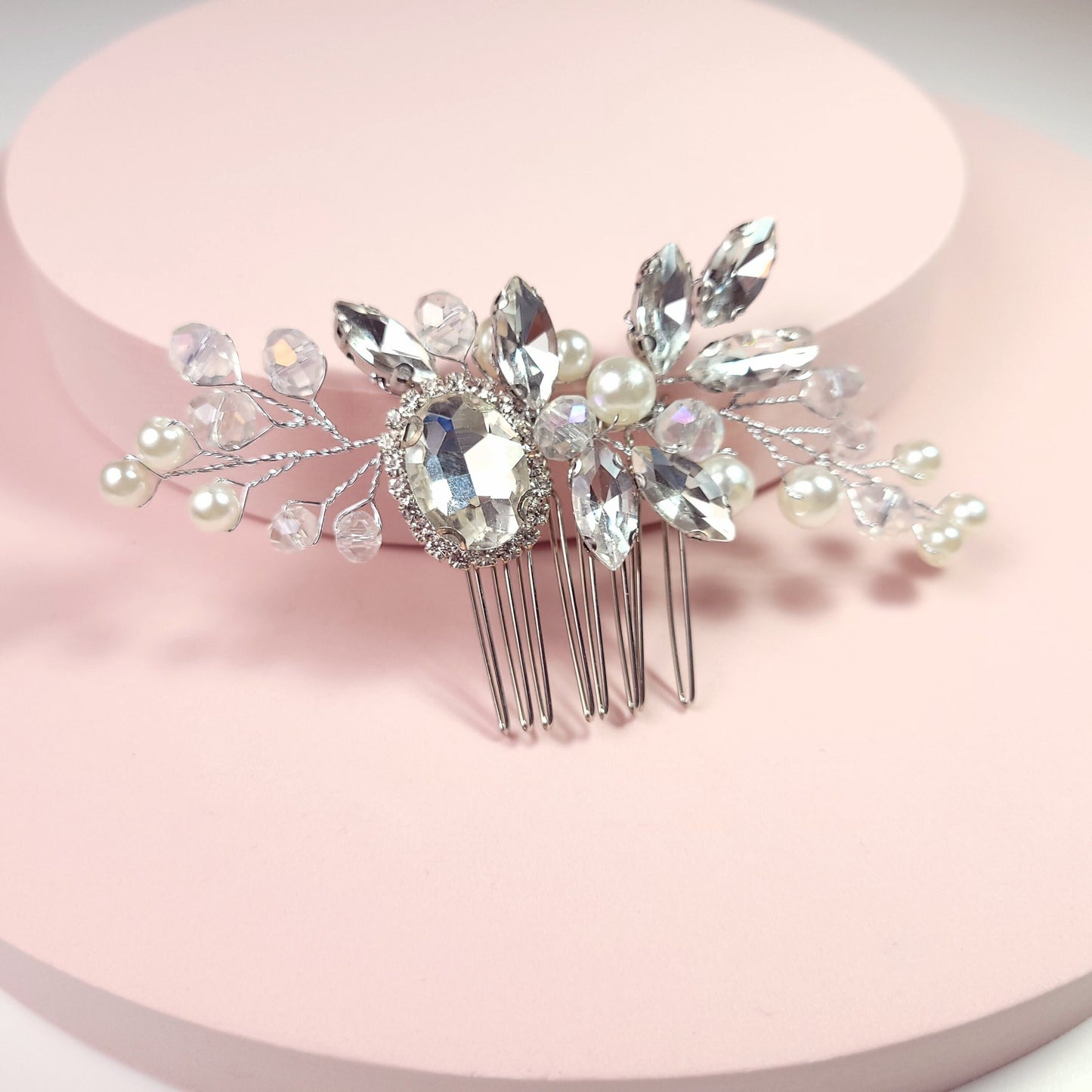 bridal hair comb silver crystal hair comb wedding comb pearl hairpiece wedding hair accessories
