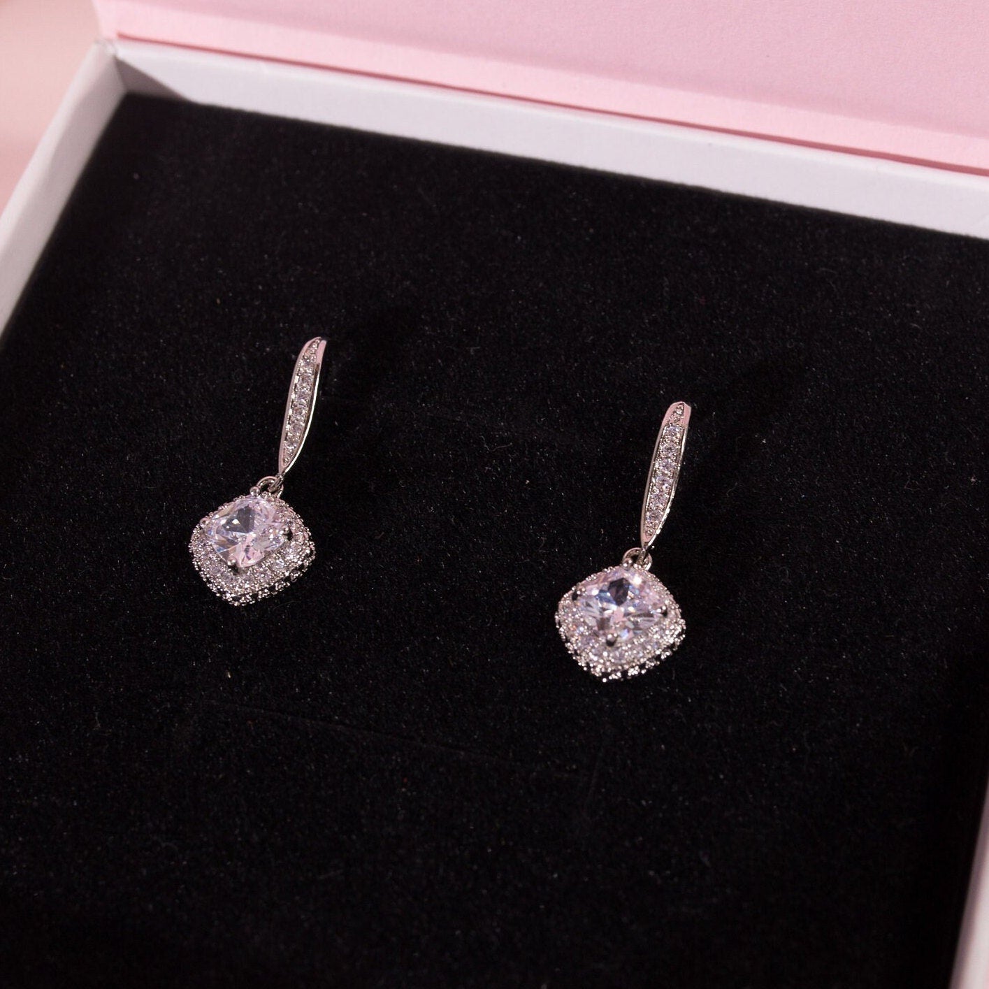 Bridemaids gift box Bridal earrings silver simple Bridal party Earrings bridesmaids earrings gift Bridesmaid Proposal gift box silver