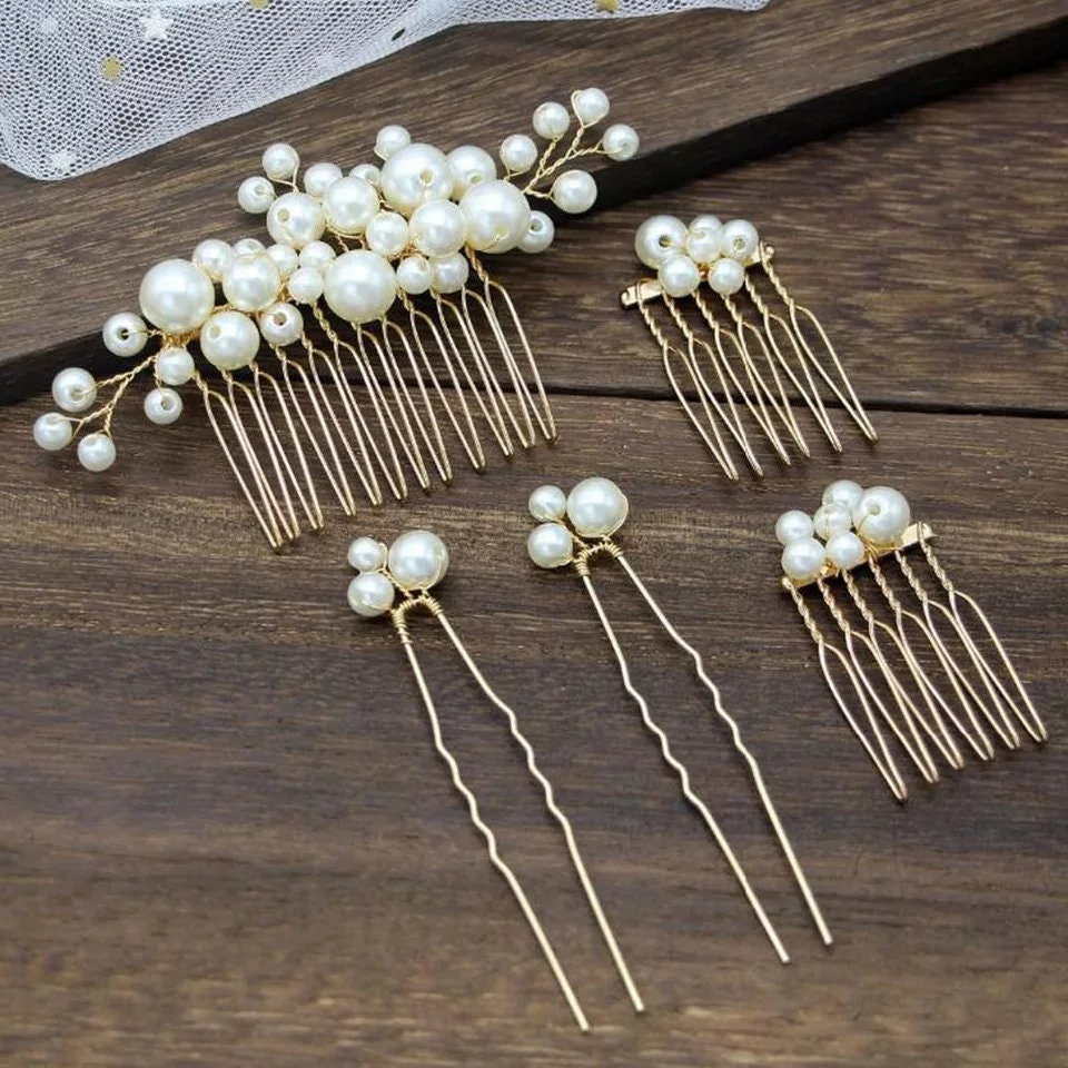 Pearl Hair Accessories - Bridal Pearl Comb Set