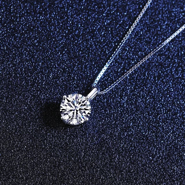 Dainty diamond necklace moissanite necklace 1ct pendant necklace certified moissanite necklace gift for her