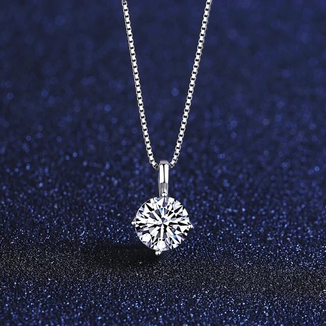 Dainty diamond necklace moissanite necklace 1ct pendant necklace certified moissanite necklace gift for her