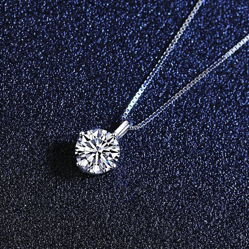 Dainty diamond necklace moissanite necklace 1ct pendant necklace certified moissanite necklace gift for her