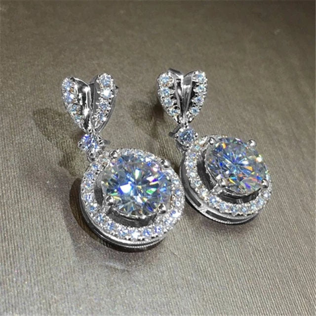 Swarovski diamond earring Round earrings bridesmaids earrings bridal party gift jewelry gift for wedding gift mother of bride gift set