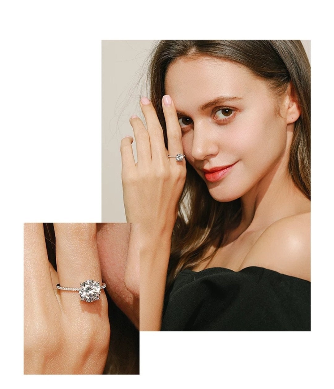 Single stone Round Sterling Silver solitaire Promise Ring Anniversary Ring Gift CZ Engagement ring Women Eternity Ring Silver 3 CT Ring
