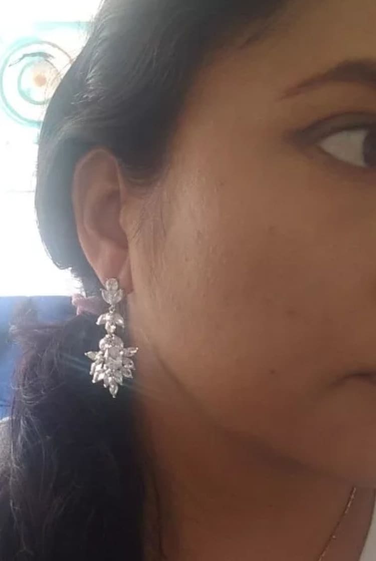 Crystal Bridal Earring leaf drop earring Wedding earrings Bridal jewelry wedding Crystal earrings Silver matching bracelet