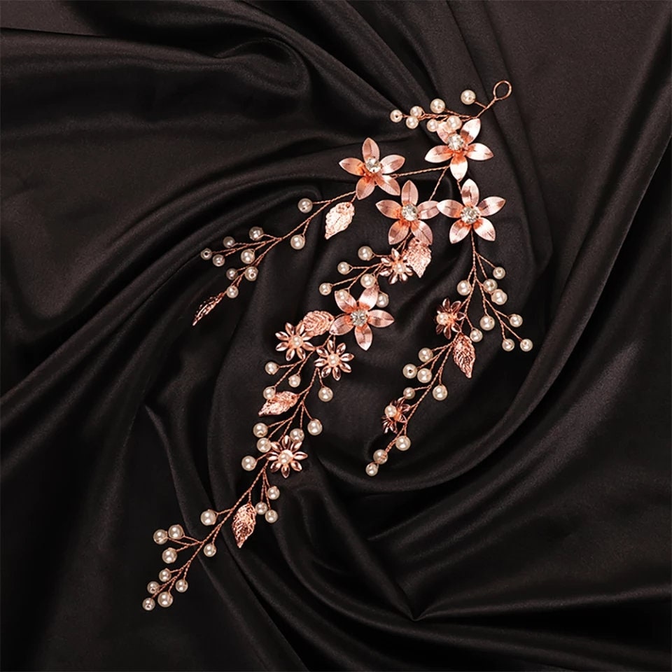 Silver floral hair vine floral bridal hair vine floral wedding hairpiece