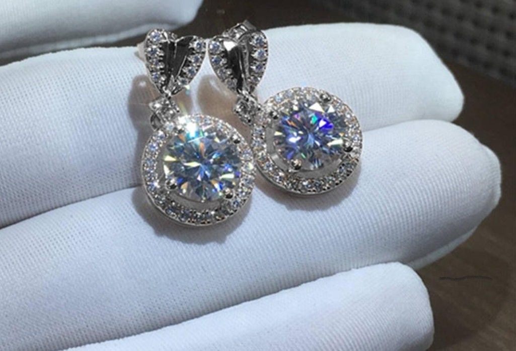 Swarovski diamond earring Round earrings bridesmaids earrings bridal party gift jewelry gift for wedding gift mother of bride gift set