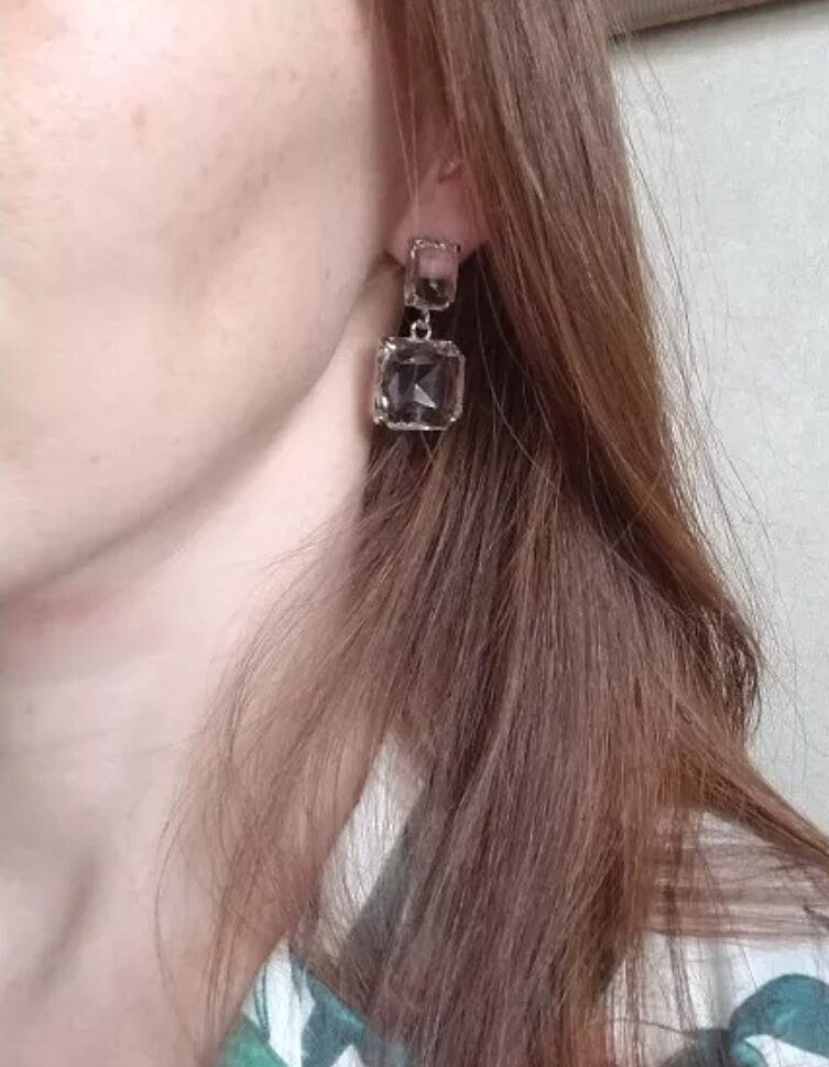 Clear crystal earrings clear earrings square bridal crystal earrings wedding Crystal earrings transparent earrings clear crystal jewellery