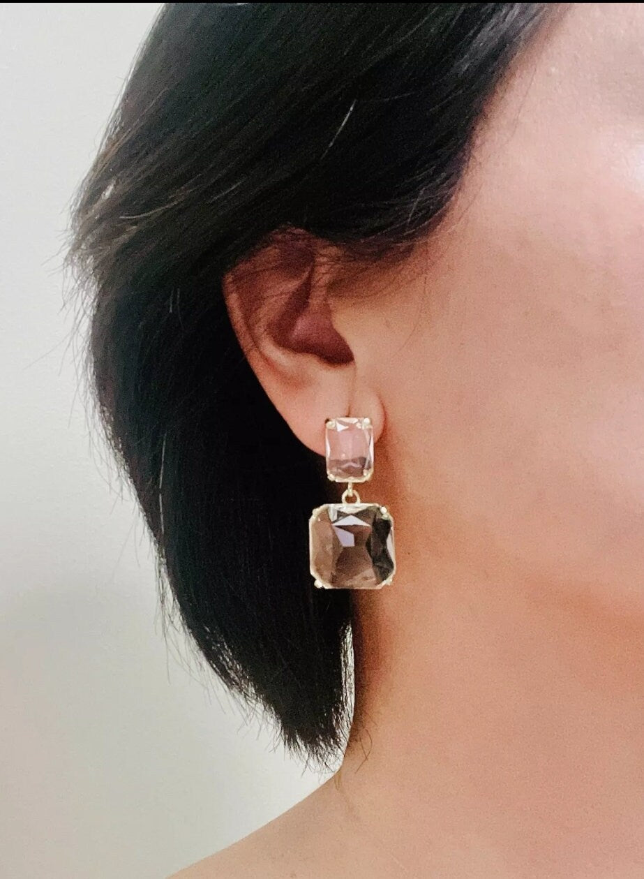 Clear crystal earrings clear earrings square bridal crystal earrings wedding Crystal earrings transparent earrings clear crystal jewellery