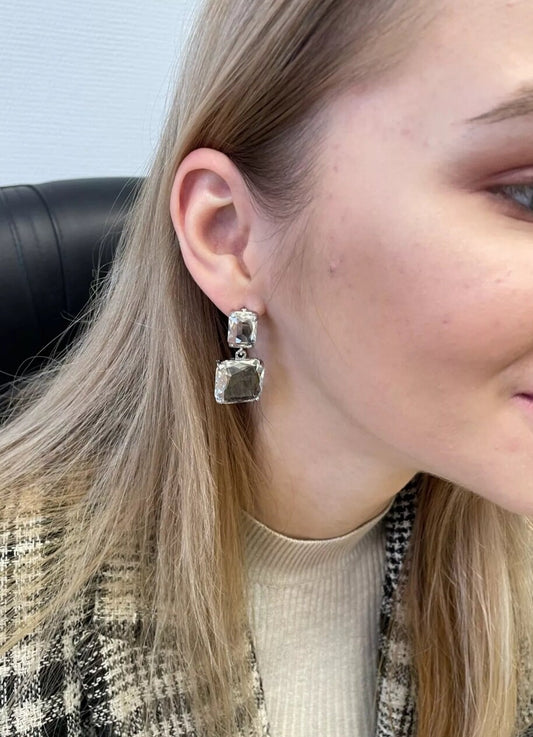 Clear crystal earrings clear earrings square bridal crystal earrings wedding Crystal earrings transparent earrings clear crystal jewellery