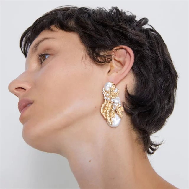 Pearl Wedding Earrings 2022 wedding earrings baroque trendy bridal earrings Statement Wedding Earrings bohemian wedding earrings