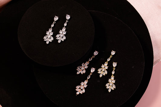 Long earrings statement earrings silver earrings teardrop jewelry Crystal jewelery for brides bridal earrings wedding earrings teardrop