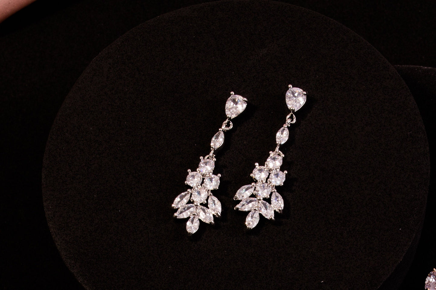 Long earrings statement earrings silver earrings teardrop jewelry Crystal jewelery for brides bridal earrings wedding earrings teardrop