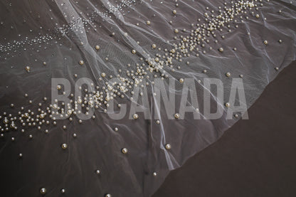 Cathedral Veil Exquisite Pearl Rhinestone Trim Cascade - Venus Pearl Elegance