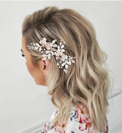 Floral Bridal Hair Comb Wedding Hair Accessories Bridal Hair Comb Rose Gold Comb Silver Hair Comb Hair pin Matching Bridesmaids Hair pin
