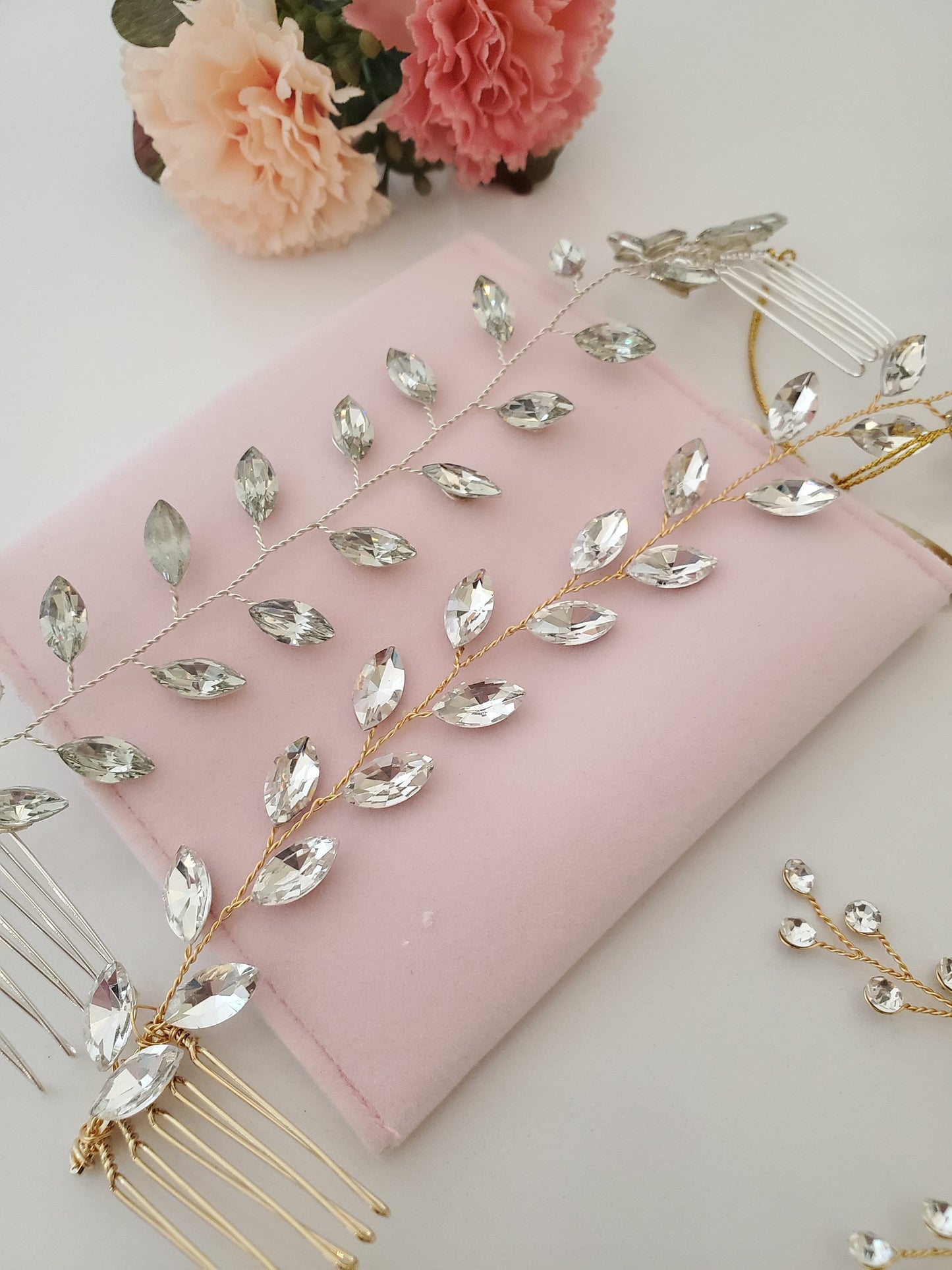 Crytal silver hair comb gold hair vine bridal headpiece crystal hair comb sparkling hair comb bridal hair accessories wedding hair jewelry