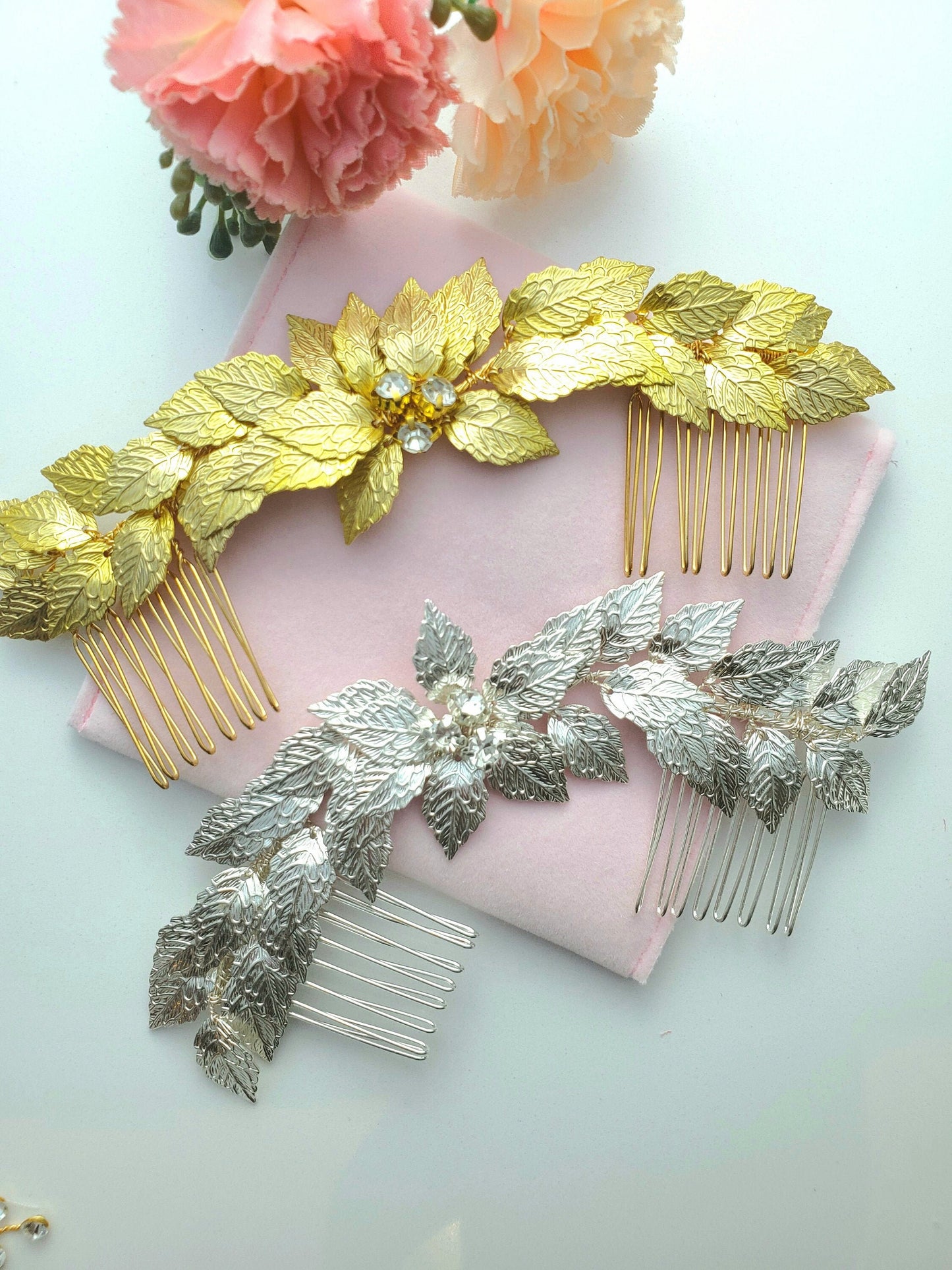 Gold Leaves Bridal Hair Comb Silver Leaves Bridal Hair Comb Gold Leaf Vintage Bridal Comb Silver Leaf Hair Comb Wedding Comb Vintage