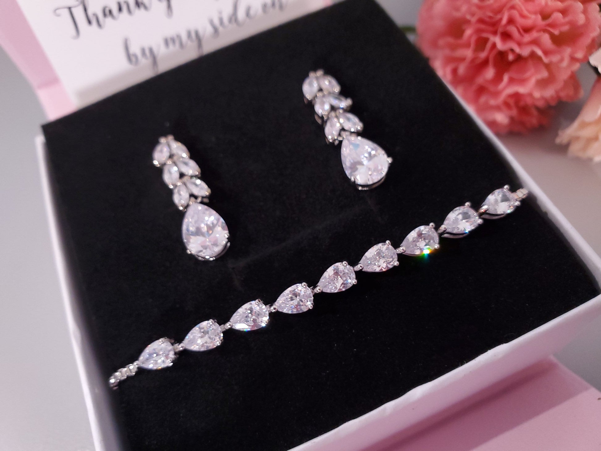 Silver Earrings crystal Bridal Squad gift Rehearsal dinner thank you gift bridesmaid jewelry bridal party gift Silver Earring hen party gift