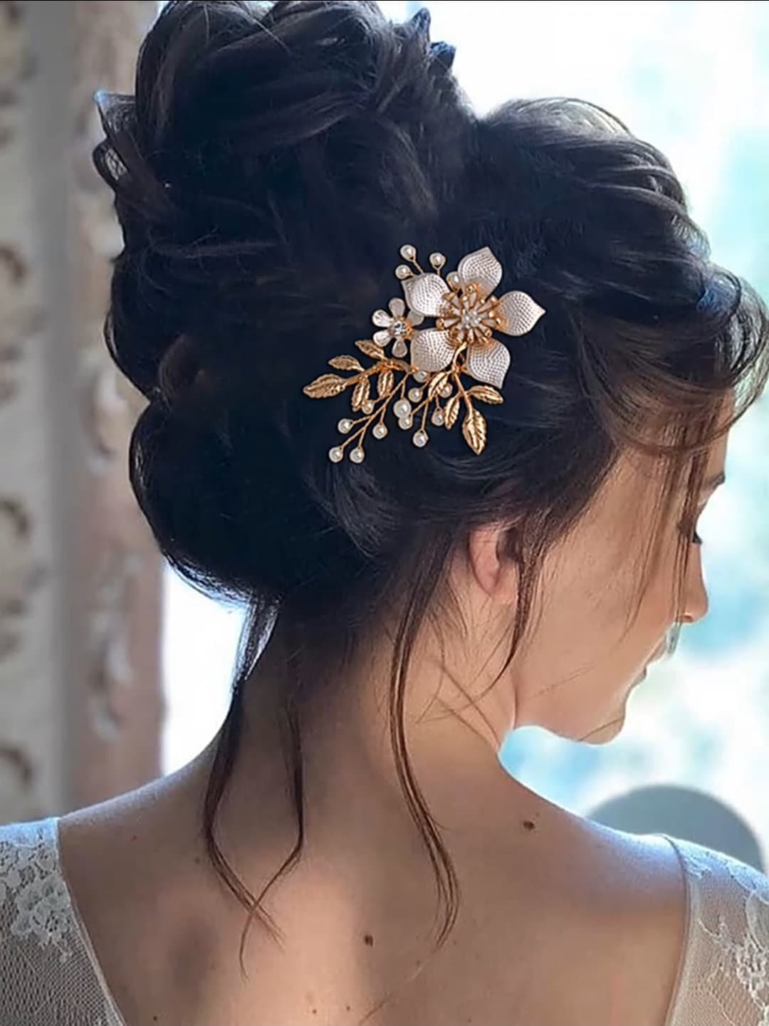 Bridal hair comb rose gold wedding hair comb flower comb rose gold, bridesmaids hair comb gift,hair accessories, bridal hair accessories