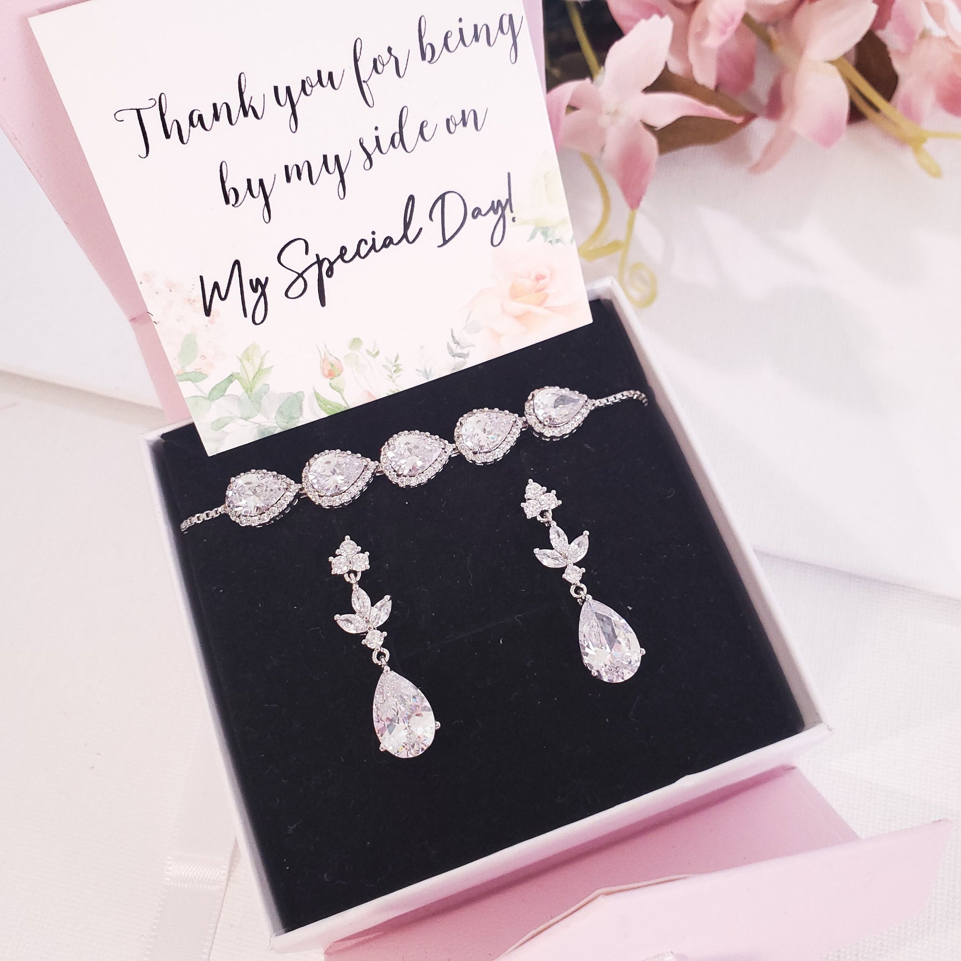 Bridesmaids gift bridal silver teardrop earrings bridal party Gift for Bridesmaid, bridesmaid proposal earrings, will you be my bridesmaid
