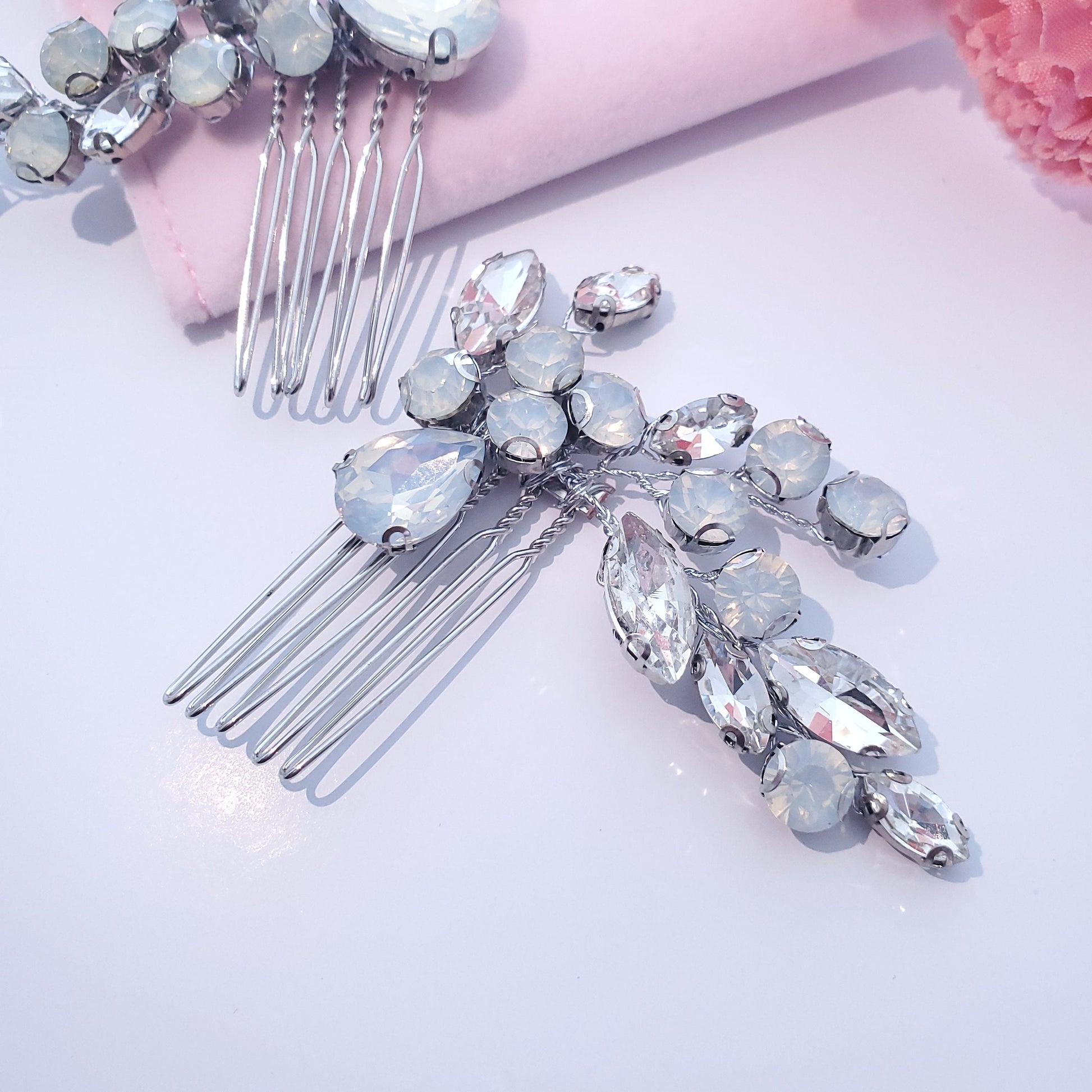 Wedding comb cheap combs Bridal hair accessory opal crystal bridal hair comb wedding hair piece silver hair comb brides haircomb