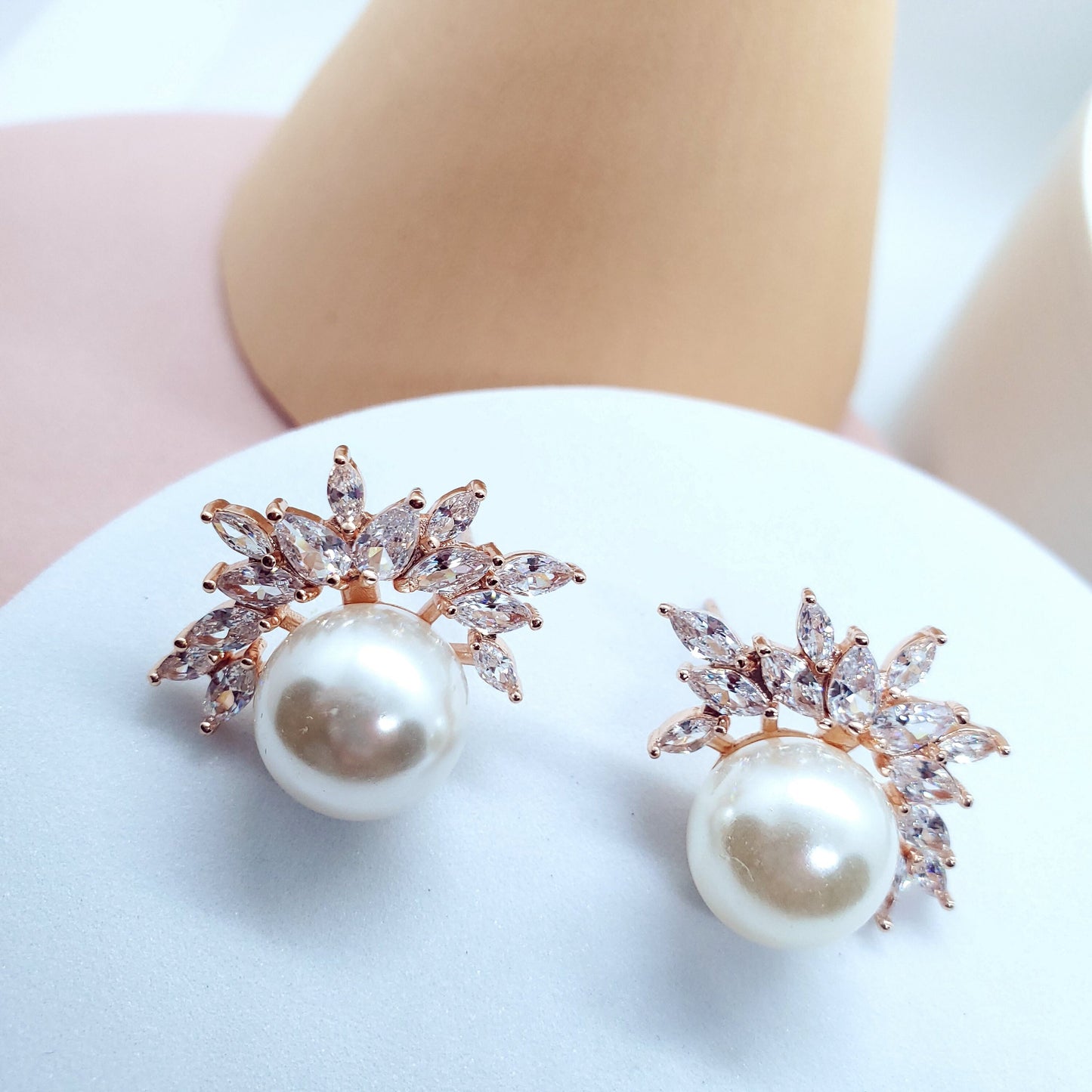 pearl Earrings wedding pearl earrings bridal earrings Pearl Wedding Earring Cubic Zirconia Earring Wedding Jewelry Crystal Earring for bride