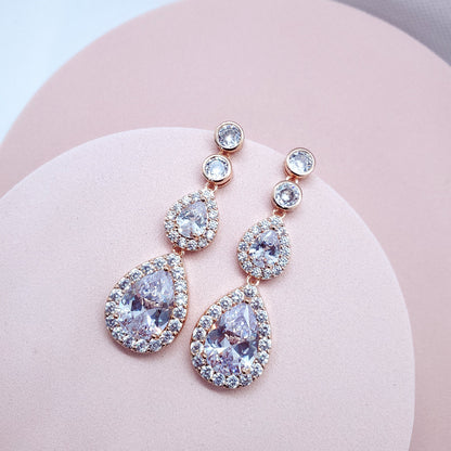 Long earrings statement earrings silver earrings teardrop jewelry Crystal jewelery for bride bridal earrings wedding earrings teardrop