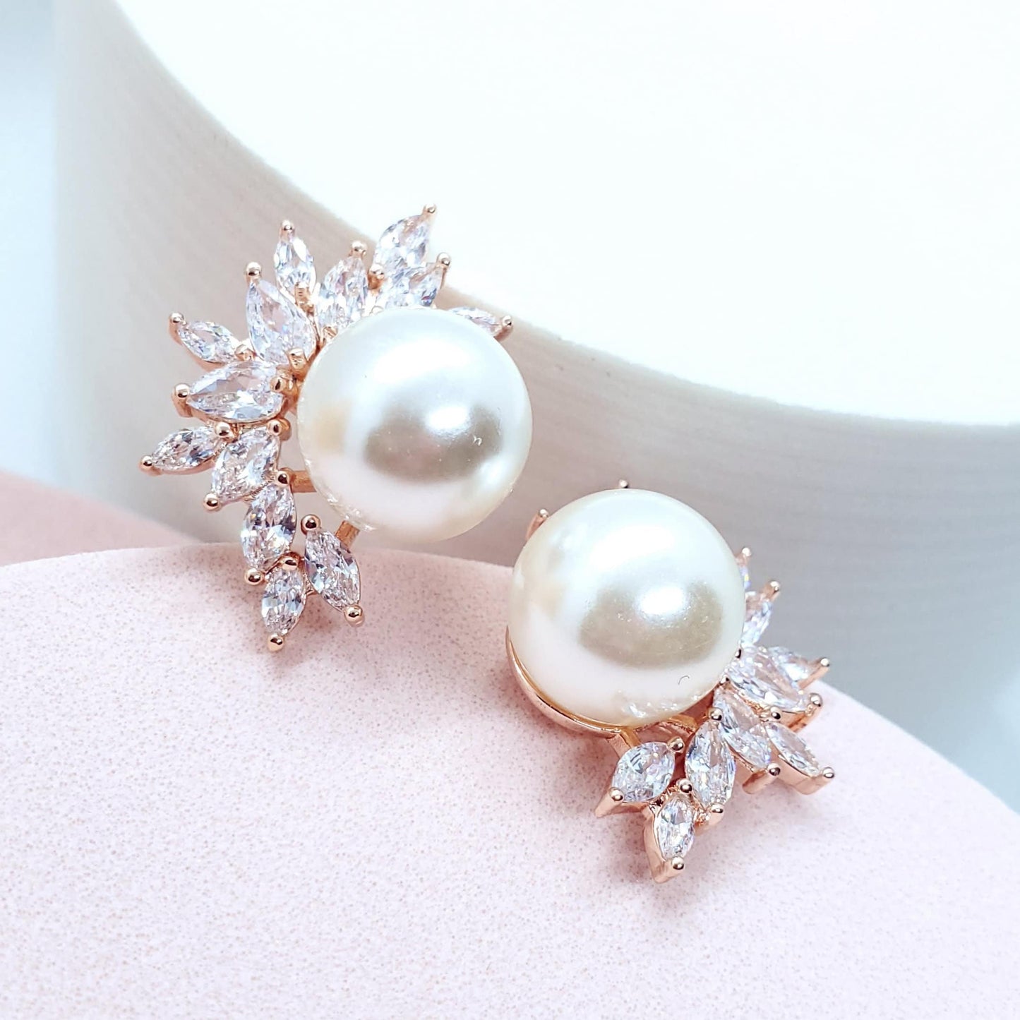 pearl Earrings wedding pearl earrings bridal earrings Pearl Wedding Earring Cubic Zirconia Earring Wedding Jewelry Crystal Earring for bride