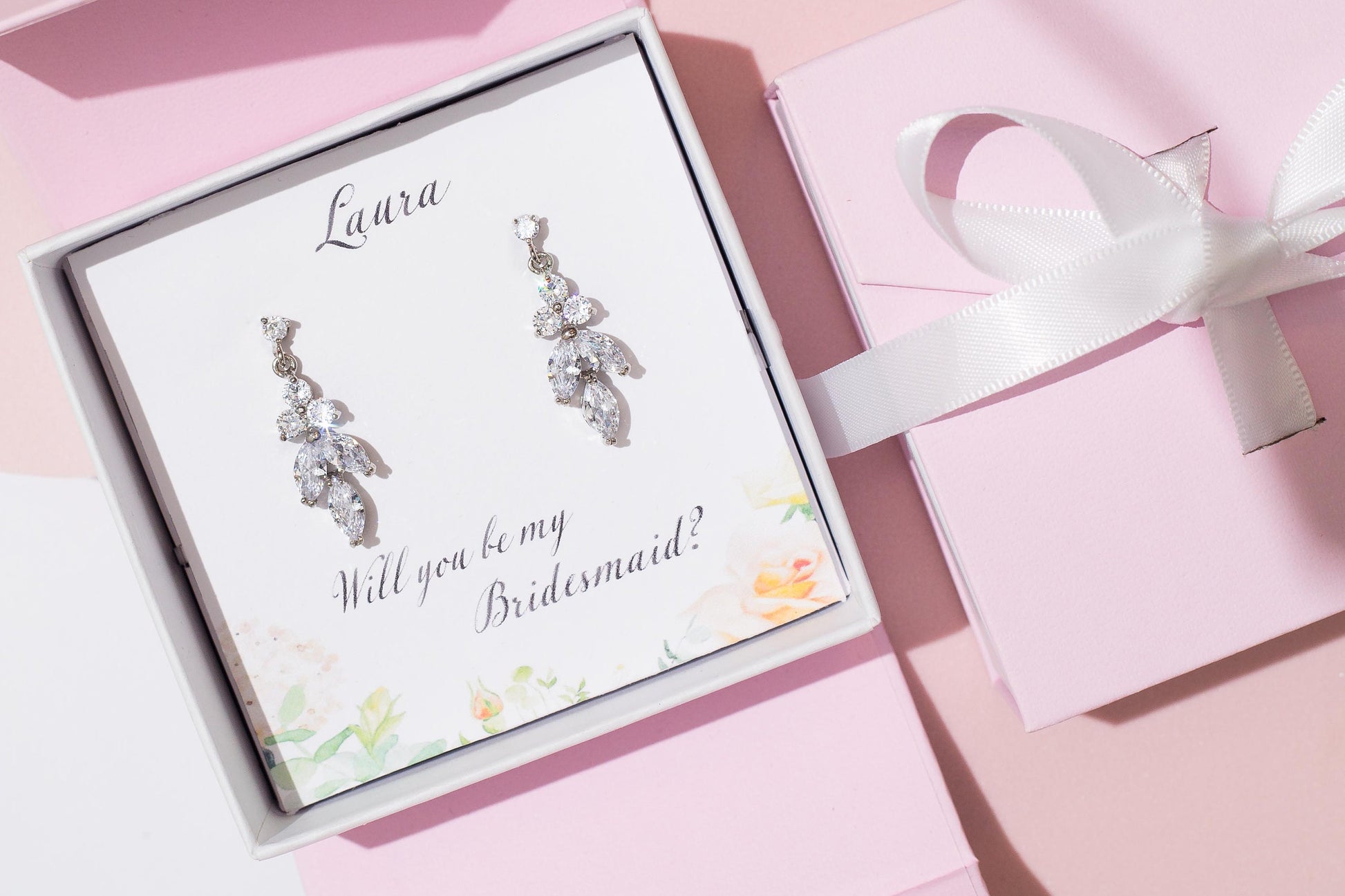 Bridesmaids proposal gift box bridal leaf earrings bridal party Gift bridesmaid proposal earrings will you be my bridesmaid bridal shower