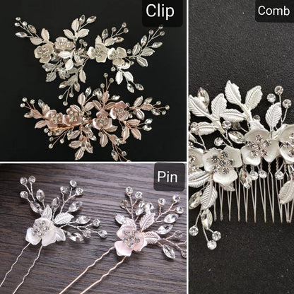 Floral Bridal Hair Comb Wedding Hair Accessories Bridal Hair Comb Rose Gold Comb Silver Hair Comb Hair pin Matching Bridesmaids Hair pin