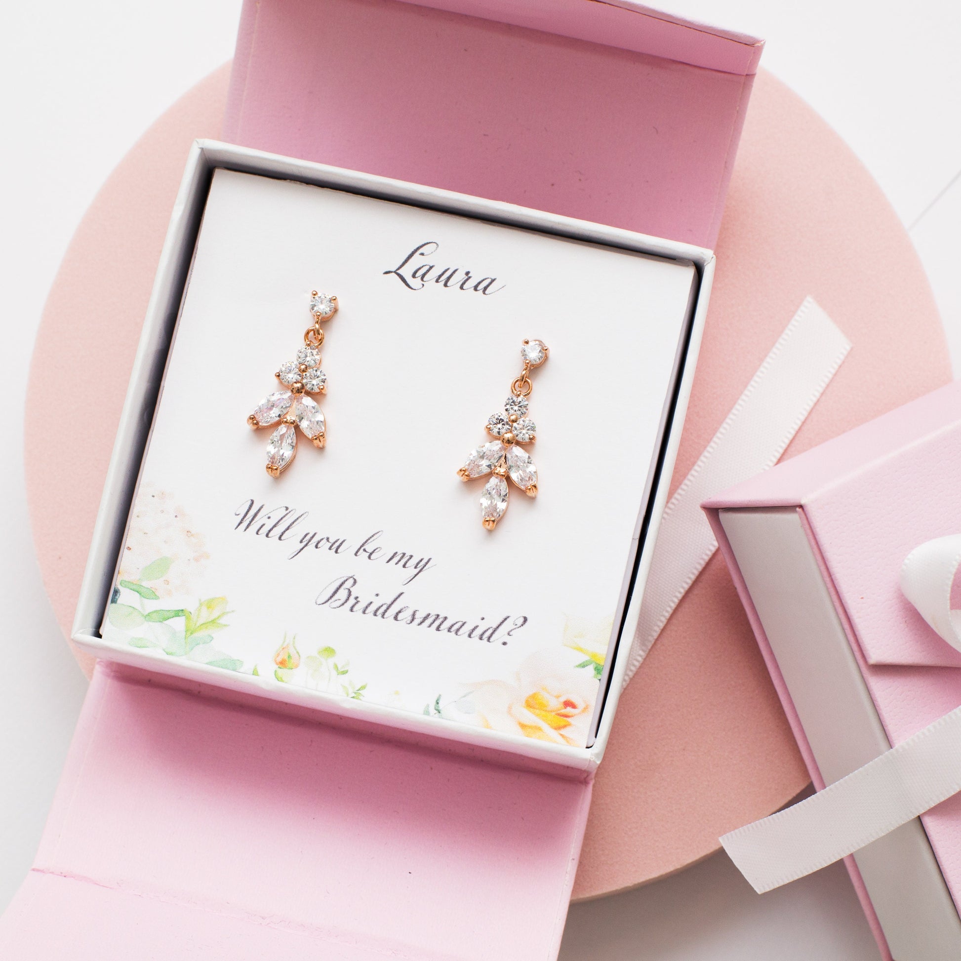 Bridesmaids proposal gift box bridal leaf earrings bridal party Gift bridesmaid proposal earrings will you be my bridesmaid bridal shower