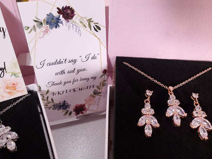 Bridesmaids proposal gift box bridal leaf earrings bridal party Gift bridesmaid proposal earrings will you be my bridesmaid bridal shower