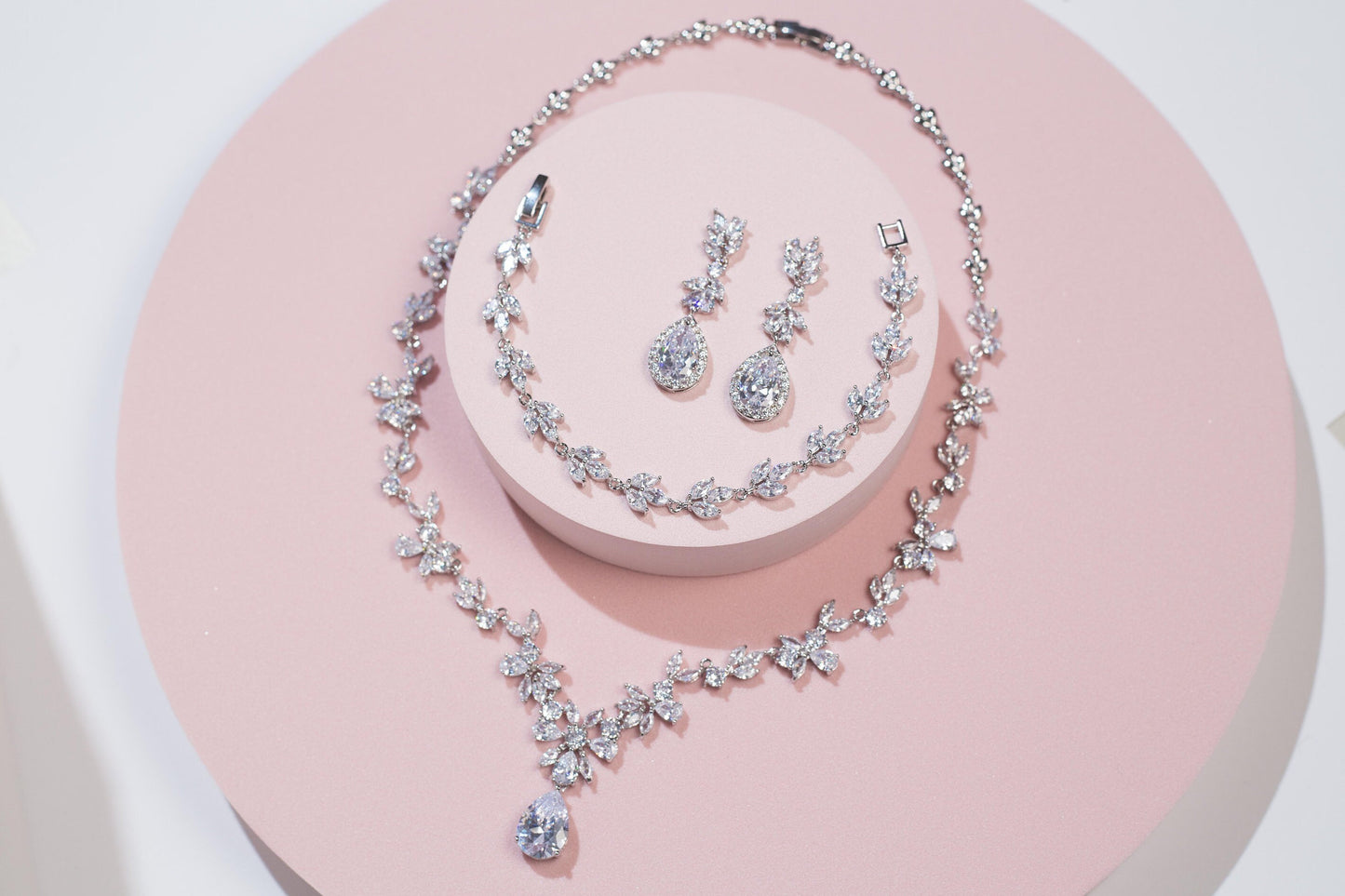 Wedding necklace Bridal jewelry set for brides silver bridal necklace sets bridal earrings set bridal accessories for wedding