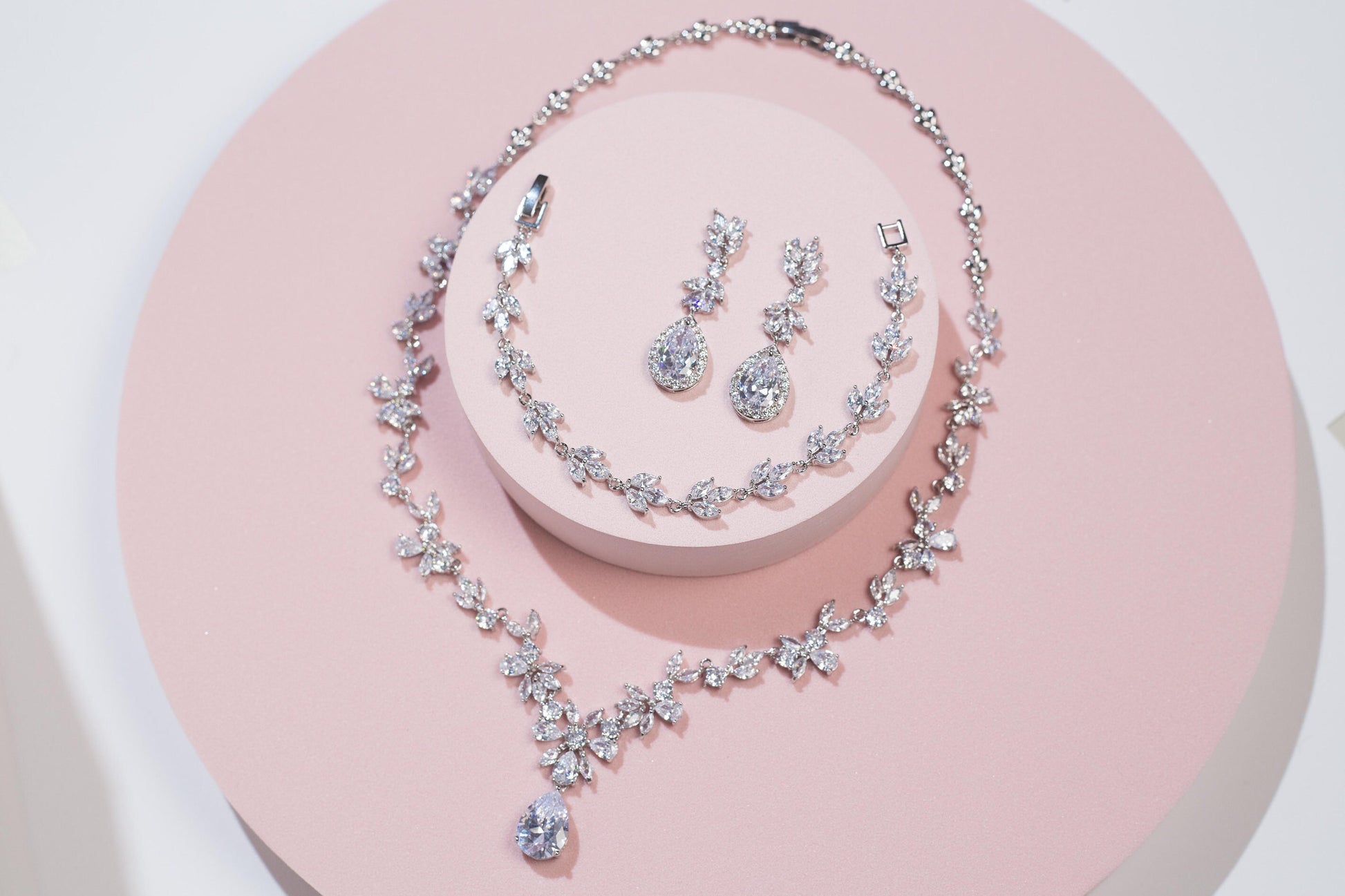 Wedding necklace Bridal jewelry set for brides silver bridal necklace sets bridal earrings set bridal accessories for wedding