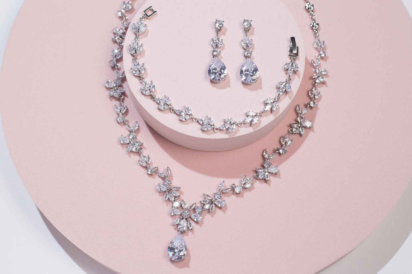 Wedding necklace Bridal jewelry set for brides silver bridal necklace sets bridal earrings set bridal accessories for wedding