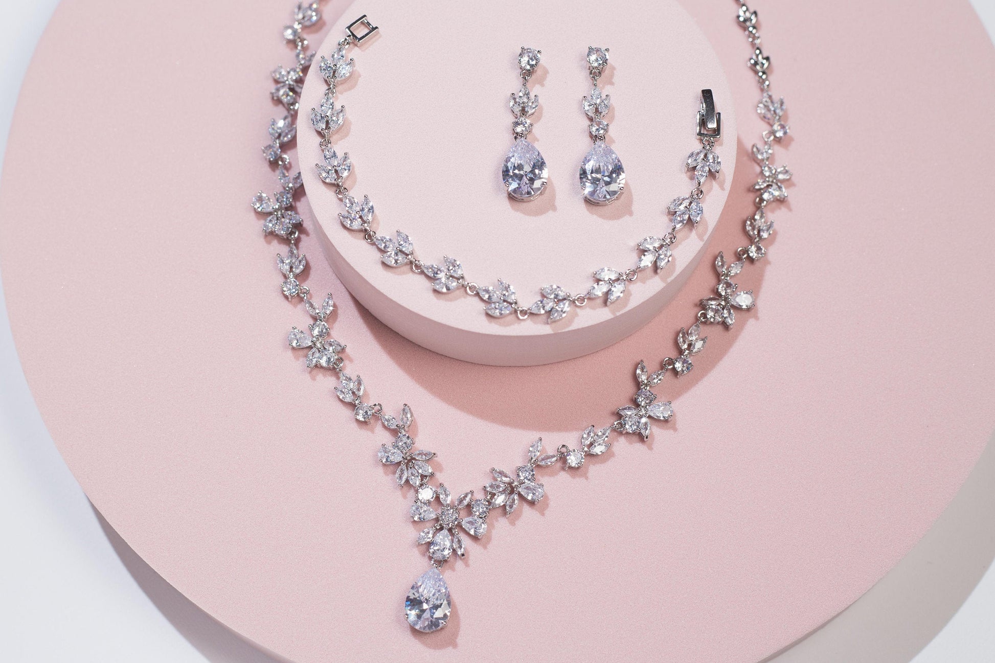 Wedding necklace Bridal jewelry set for brides silver bridal necklace sets bridal earrings set bridal accessories for wedding
