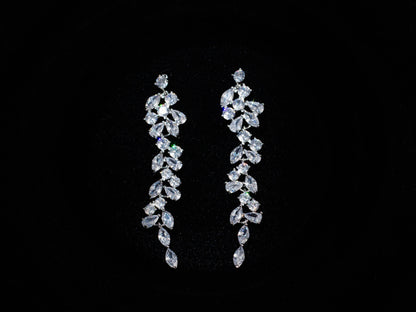 Bridal Necklace and long dainty Earring set wedding jewelry for brides bridal accessories wedding jewelry set