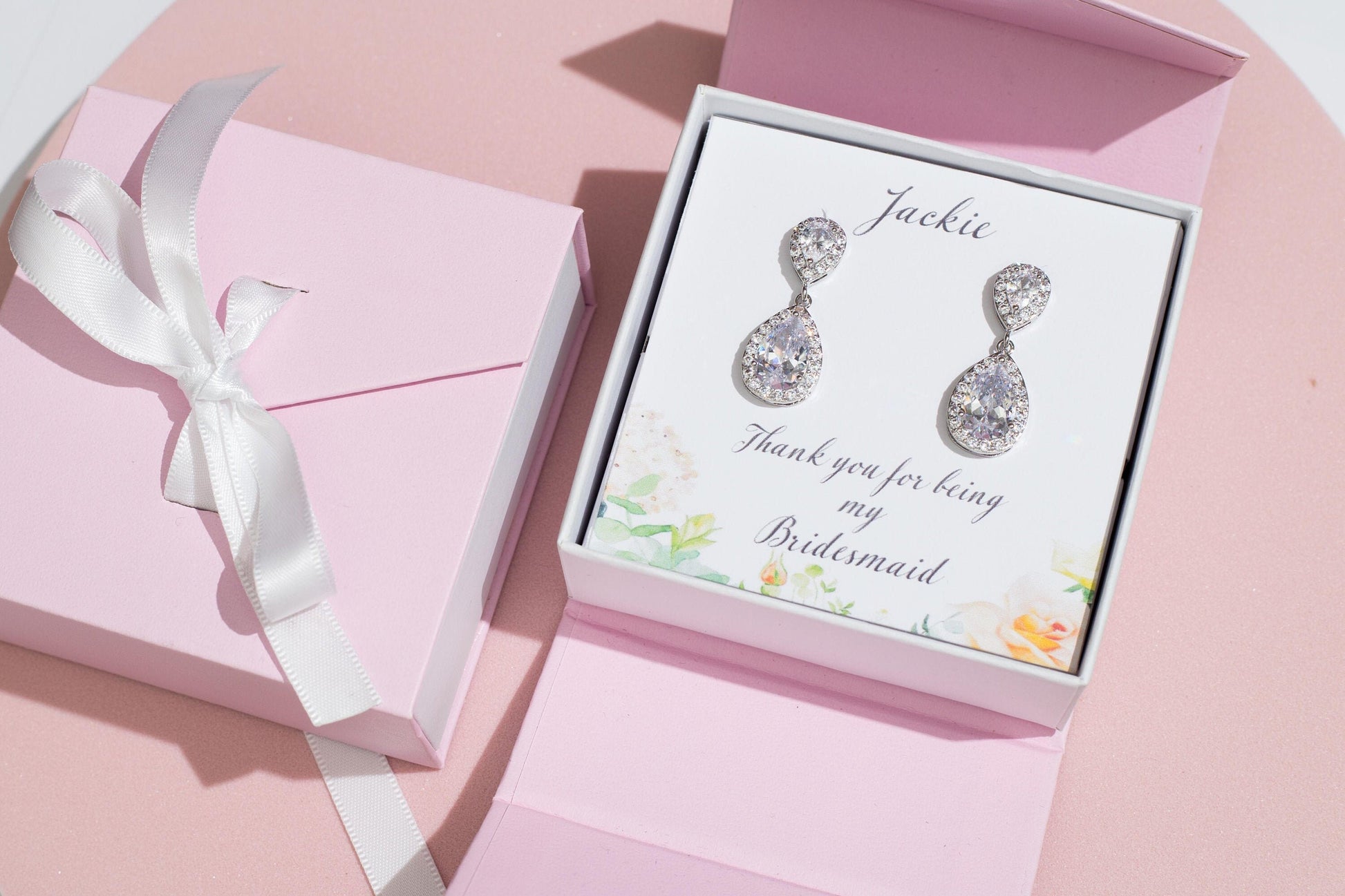 Bridesmaids gift jewelry set personalized silver bridesmaid proposal earring bridal party gift maid of honor gift bridal jewelry gift her