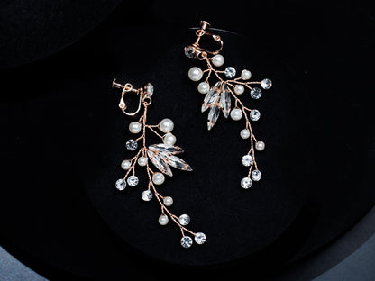 Swarovski crystal earring Wedding Earrings silver crystal wedding vine earrings boho bridal earrings Pearl earrings statement earring
