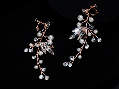 Swarovski crystal earring Wedding Earrings silver crystal wedding vine earrings boho bridal earrings Pearl earrings statement earring