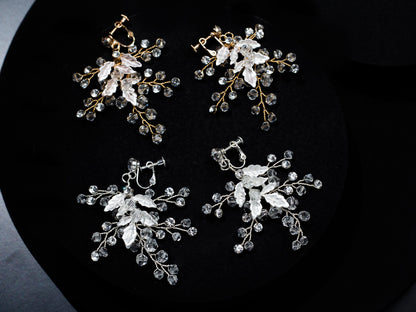 Swarovski leaf Crystal earrings Long Bridal Jewelry Crystal Wedding Earrings leaf vine earrings boho bridal earrings Long Bridal Earrings