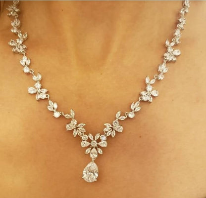 Wedding necklace Bridal jewelry set for brides silver bridal necklace sets bridal earrings set bridal accessories for wedding