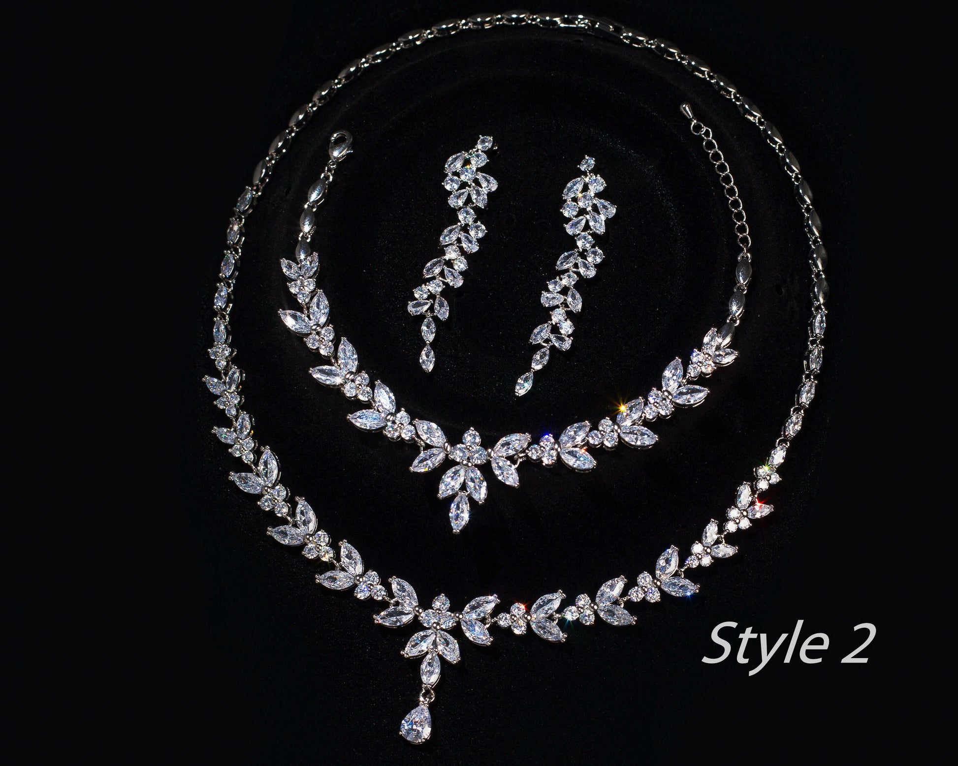 Bridal Necklace and long dainty Earring set wedding jewelry for brides bridal accessories wedding jewelry set